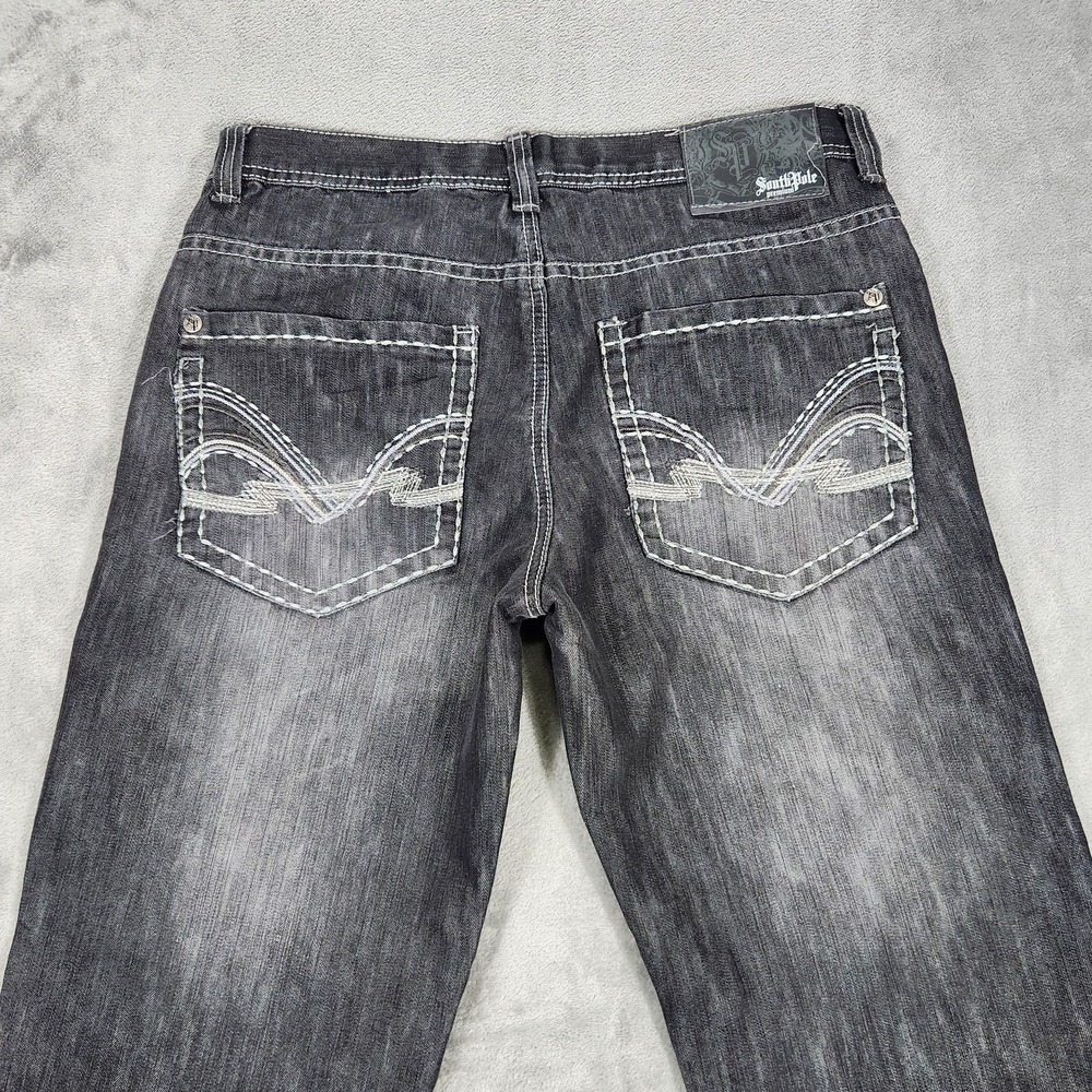 Southpole Premium Jeans Mens 36x32 Charcoal Gray Relaxed Straight Denim Pants